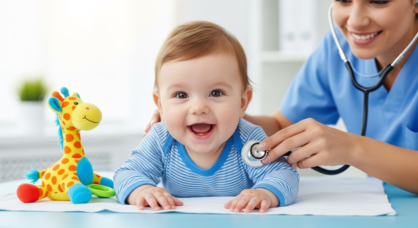 Doctor examining baby